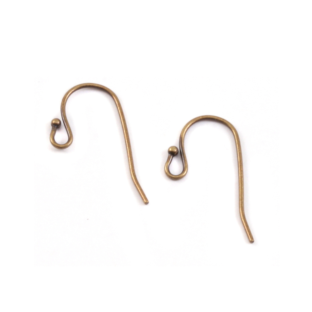 Rivets, Findings & Stringing Antique Brass 1mm Balled Earwires